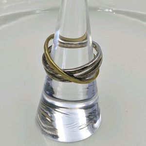 Sterling Silver 925 Gold 3 Band Ring Stamped Sz 7